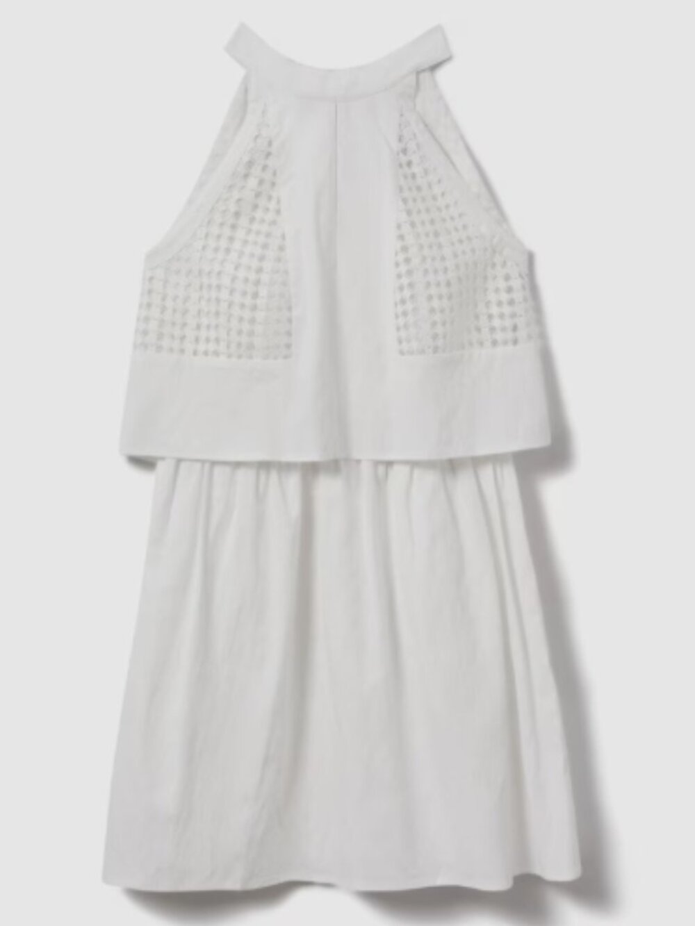 Reiss Eden Broderie Halter Neck Mini Dress With Linen Size US 2 • White • NWT - Picture 4 of 6